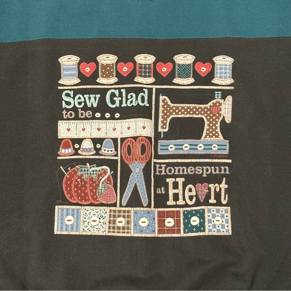 Vintage 1990s Sew Glad to be Homespun at Heart Sewing Crafts Cottagecore - Picture 4 of 9